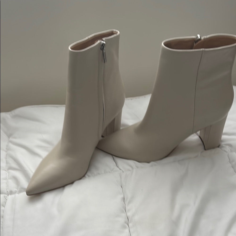 Marc Fisher Cream Heeled Boots Sleek Design